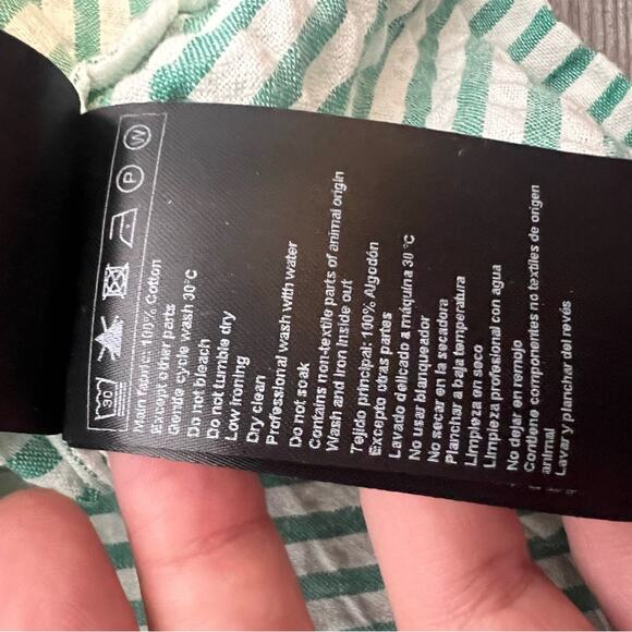 Ba&Sh Stoby long-sleeve shirt green white striped sz M - Picture 9 of 9